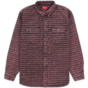 NWT Supreme Multi Type Denim Jacquard Button down shirt in purple size medium
